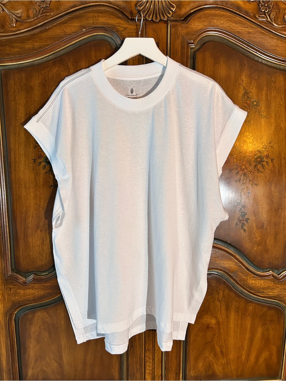 Free People Movement~ Oversized White Cotton Tee Shirt Size XL